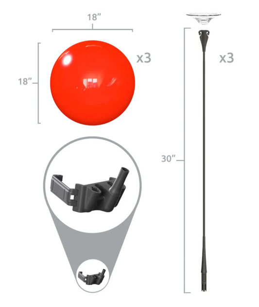 3-balloon cluster kit includes three high-quality reusable balloons, poles, cups, and clamp for easy assembly. Perfect for event decorations, storefront displays, or special occasions, offering vibrant, long-lasting decor.