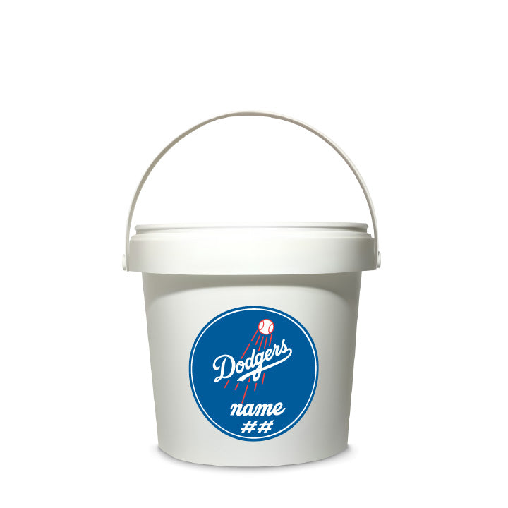 Bucket with a sports stickler on it