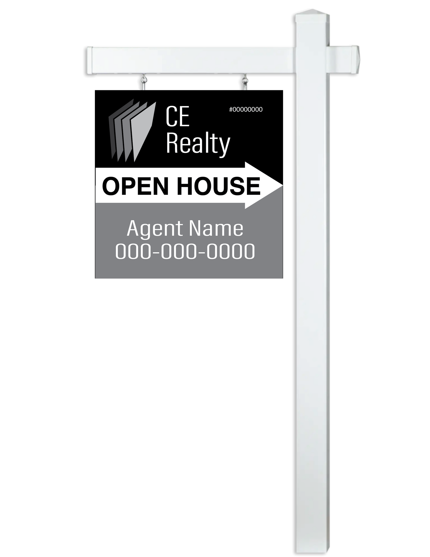 Custom 24x24" two-sided realtor sign, perfect for property listings and real estate promotions. Durable and weather-resistant, designed for high visibility and long-lasting outdoor use, with custom graphics on both sides for maximum exposure.