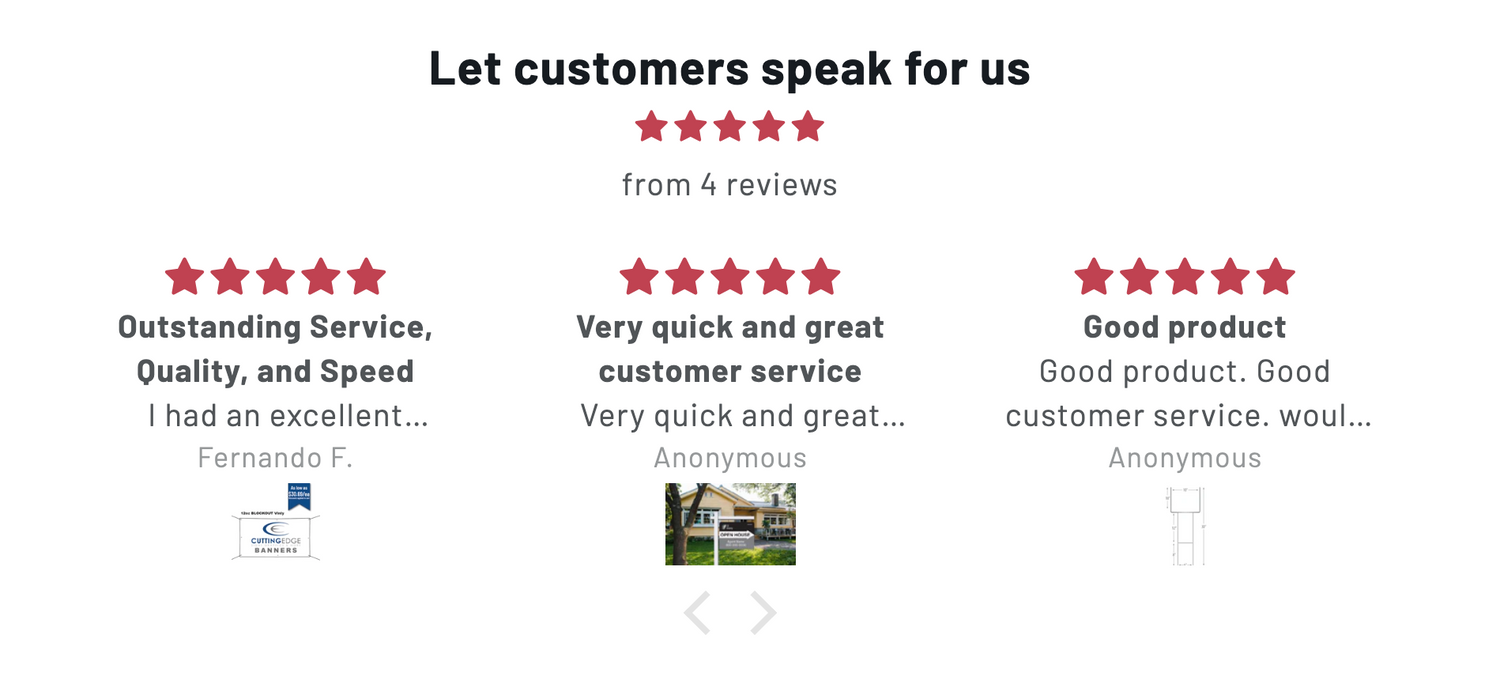 Customer reviews with star ratings on a white background