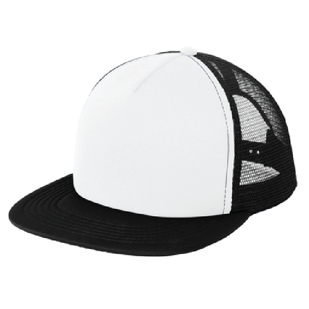 Black and white trucker cap on a white background