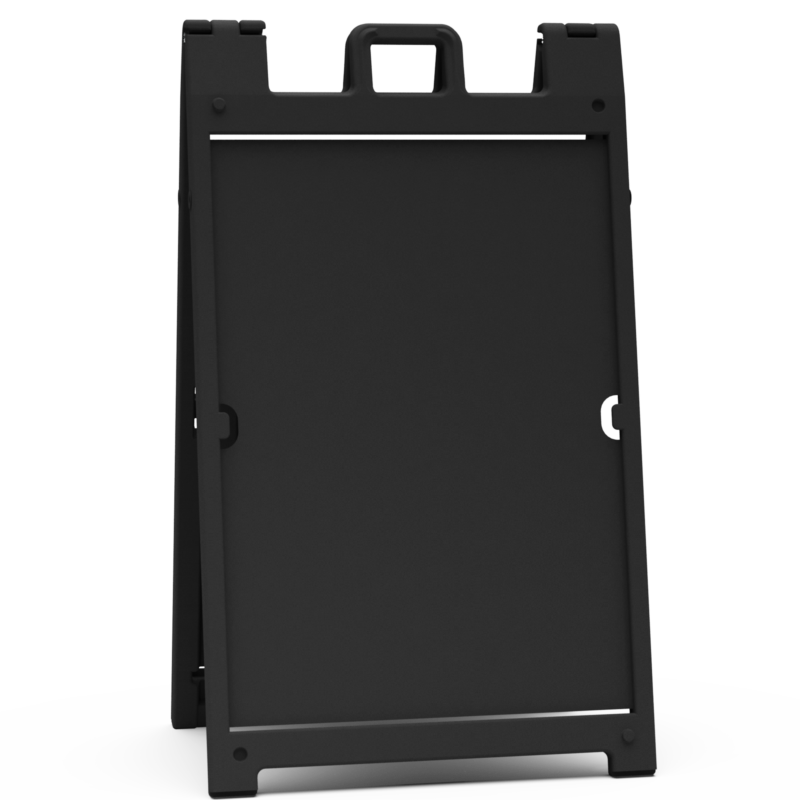 Signicade Deluxe black A-frame, a premium, durable display solution perfect for outdoor signage, events, or promotions. Weather-resistant and easy to set up, offering a sleek, professional design with enhanced stability for high-visibility messaging.
