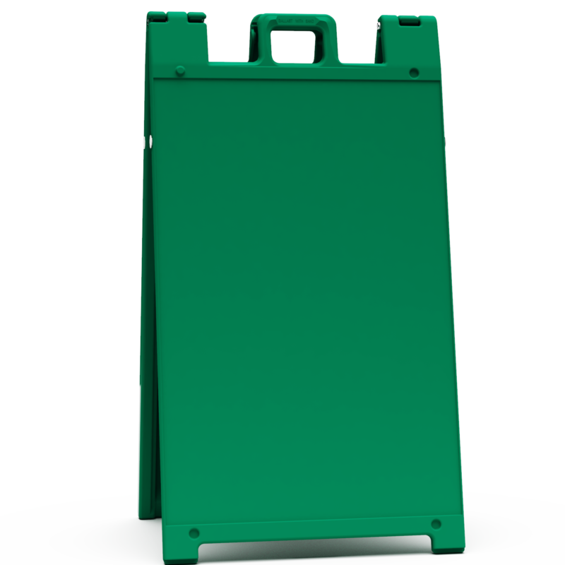 Signicade green A-frame, a durable and portable display solution perfect for businesses, events, or outdoor promotions. Weather-resistant and easy to set up, offering high visibility and a vibrant design for attention-grabbing signage.