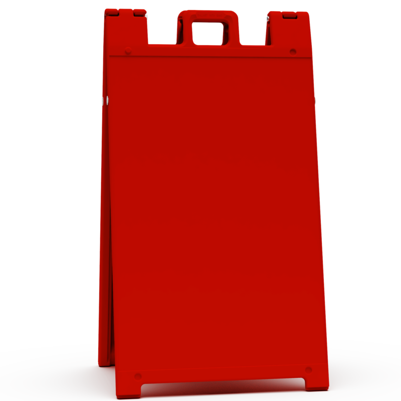 Signicade red A-frame, a sturdy and portable display solution ideal for attracting attention at events, promotions, or businesses. Weather-resistant and easy to set up, perfect for vibrant, high-visibility signage.