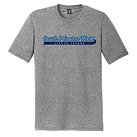 A gray frost-colored racerback tank top with 'South Mission U9' baseball league text printed in blue on the chest.