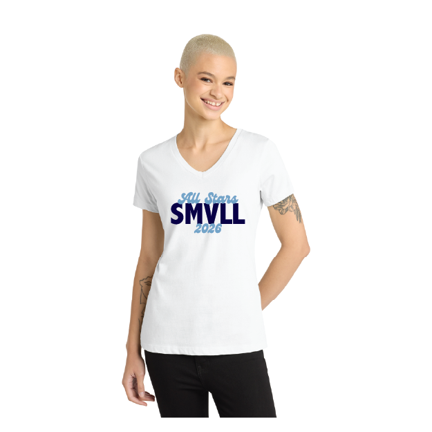 SMVLL ALL STARS TEXT - District Women’s Perfect Weight V-Neck Tee