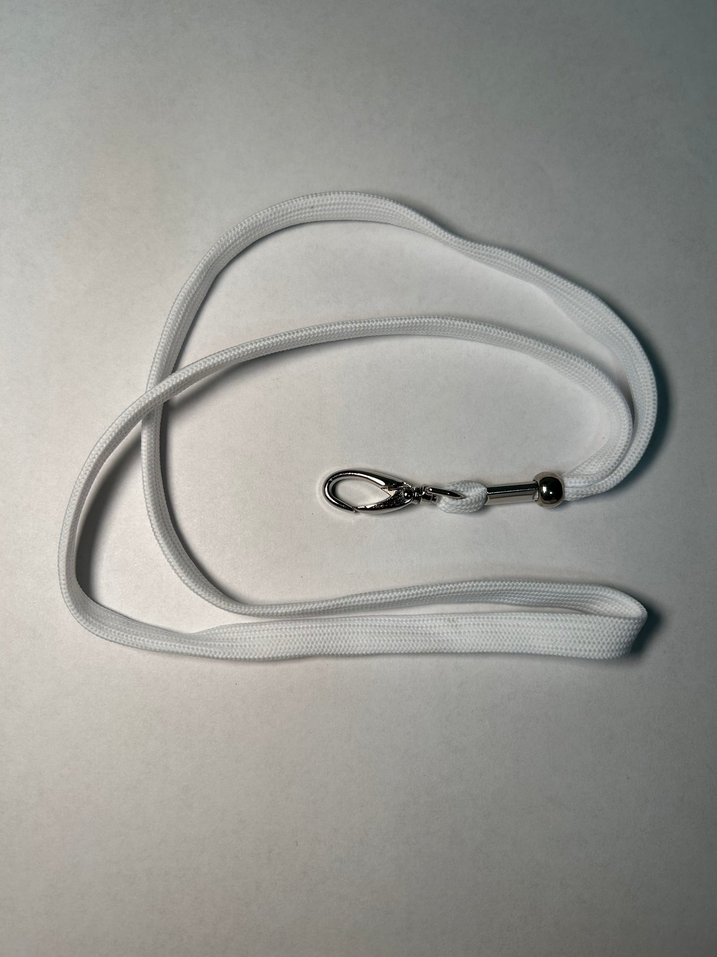 white lanyard with metal clip