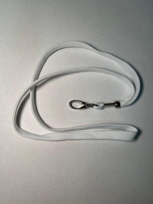 white lanyard with metal clip