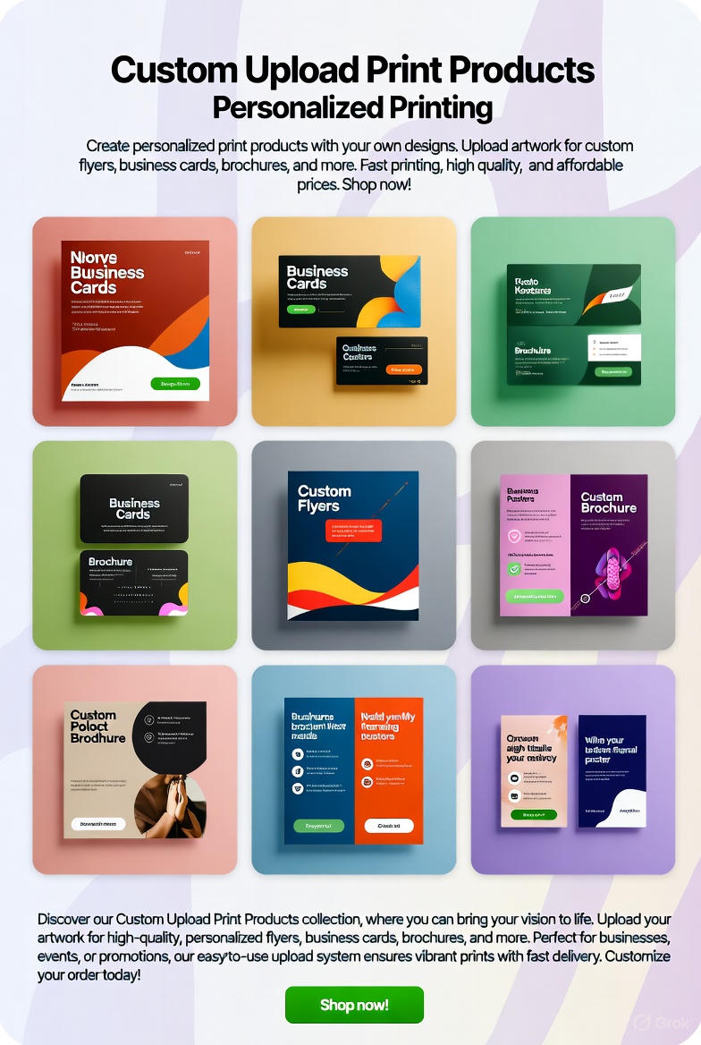 Custom Upload Prints: Flyers, Business Cards & Brochures