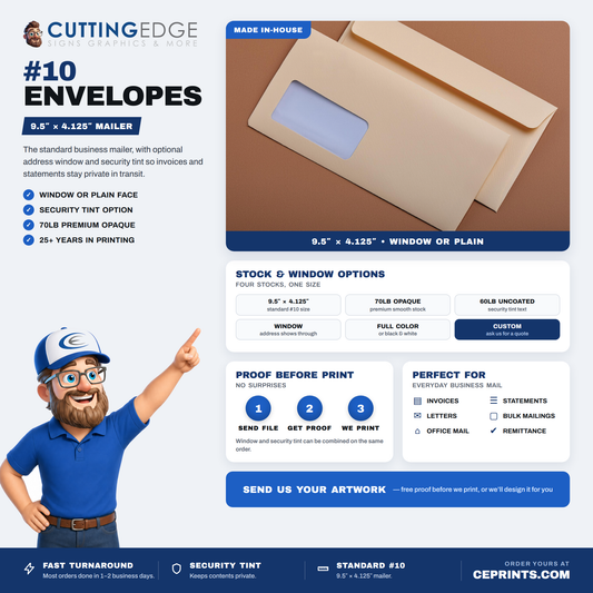 #10 Envelopes with Windows, Security & Custom Printing – Professional Business Mailers
