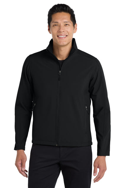 Man wearing a black jacket on a white background