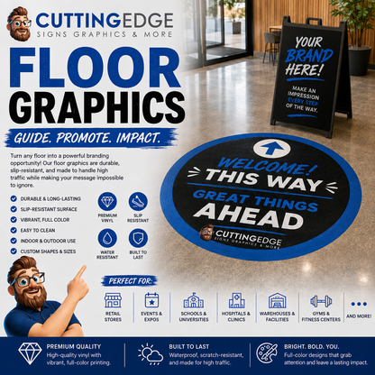 Custom Floor Graphics | Durable Slip-Resistant Vinyl Decals 8x8 to 36x36