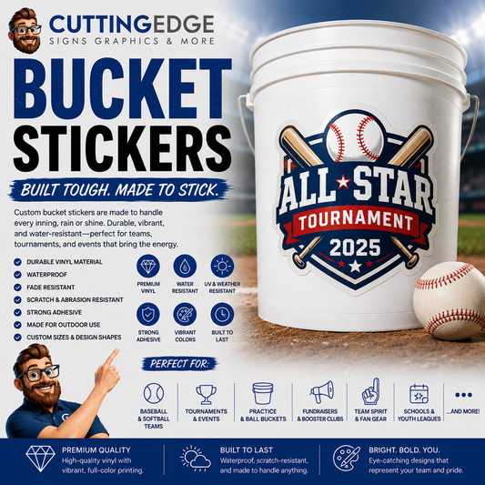 Custom Baseball Team Bucket Stickers - Durable Vinyl Decals