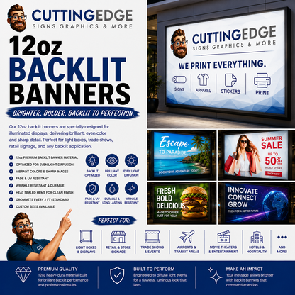Custom 12oz Vinyl Backlit Blockout Banners - Opaque Double-Layer