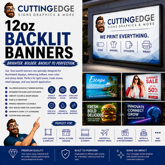 Custom 12oz Vinyl Backlit Blockout Banners - Opaque Double-Layer