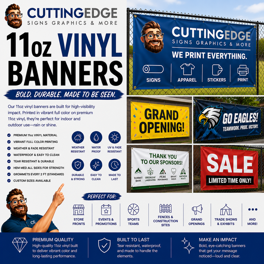 Custom 11oz Vinyl Frontlit Banners - Gloss Scrim Single-Sided