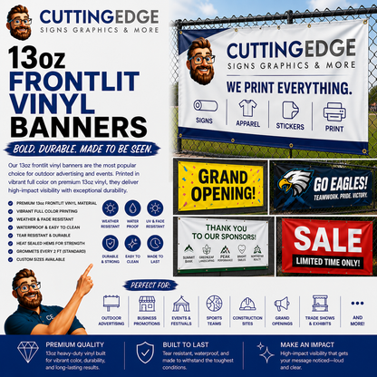 Custom 13oz Vinyl Frontlit Banners - Matte Scrim Single-Sided