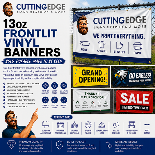 Custom 13oz Vinyl Frontlit Banners - Matte Scrim Single-Sided