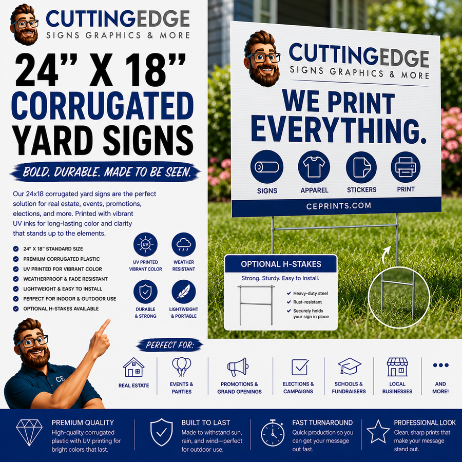 Custom Standard Yard Signs - Full-Color Coroplast with Stakes