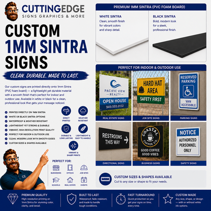 Custom UV Direct Print Sign - 1mm Sintra / PVC Flexible Board