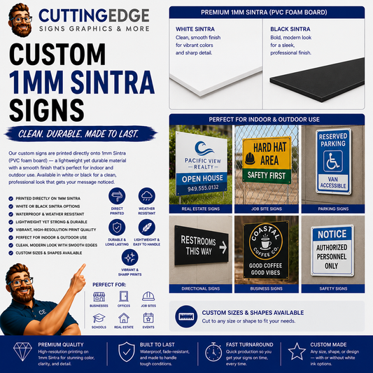 Custom UV Direct Print Sign - 1mm Sintra / PVC Flexible Board