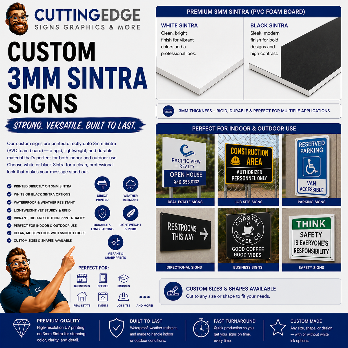 Custom UV Direct Print Sign - 3mm Sintra / PVC Rigid Board