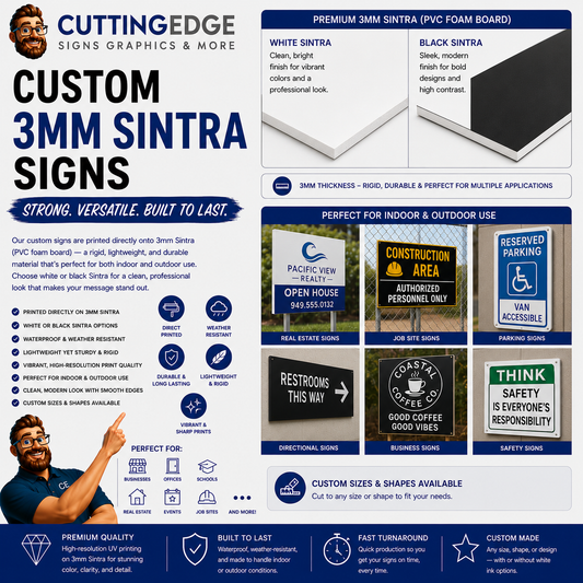 Custom UV Direct Print Sign - 3mm Sintra / PVC Rigid Board