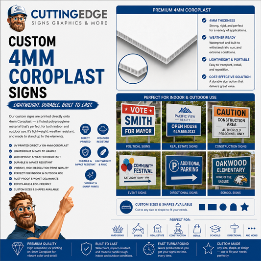 Custom UV Direct Print Sign - 4mm Coroplast Weather-Resistant Board