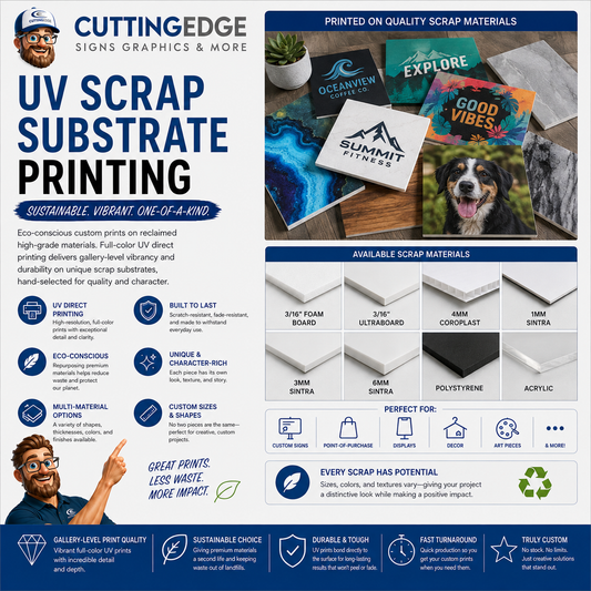 Single Sided Full Color UV Direct to Scrap Substrate Printing