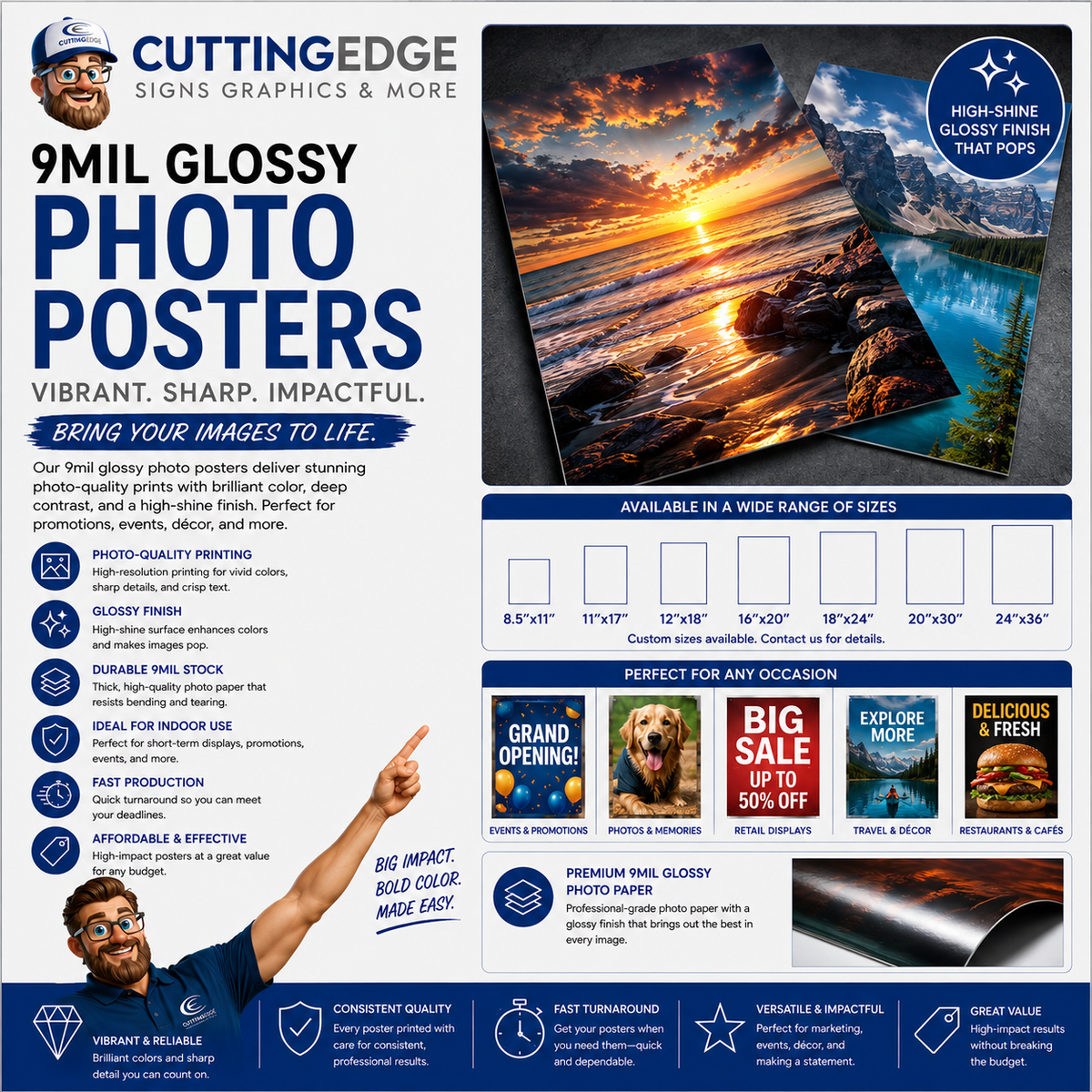 Custom 9mil Glossy Photo Posters - Full-Color on Premium Paper