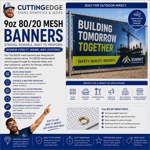 Custom 9oz Mesh 80/20 Vinyl Banners - Wind-Permeable Outdoor