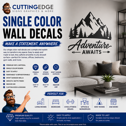 Custom Interior Wall Decals - Cut Vinyl Letters & Graphics