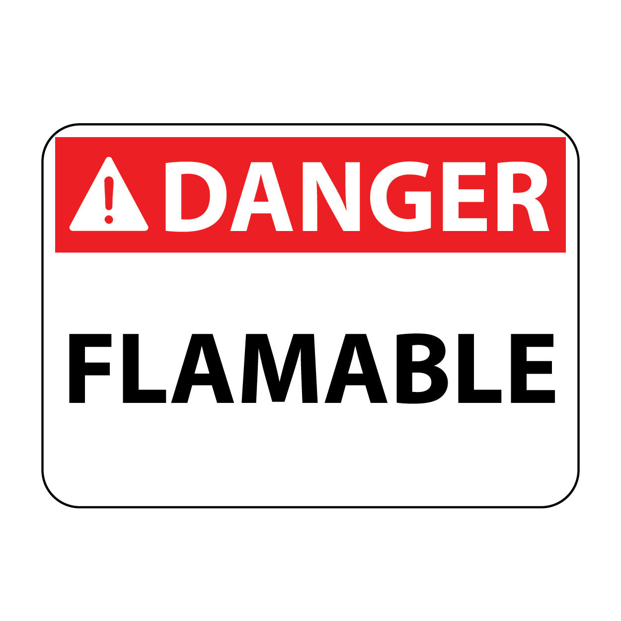 Dangerous goods label with 'DANGER' and 'FLAMABLE' text on a white background