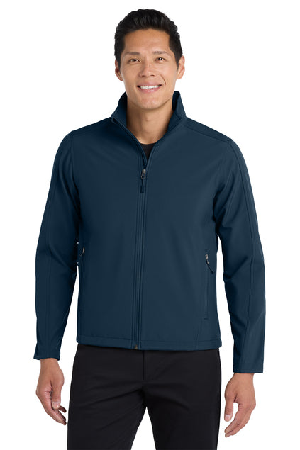 Man wearing a navy blue jacket on a white background