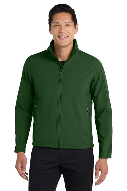 Man wearing a green jacket on a white background