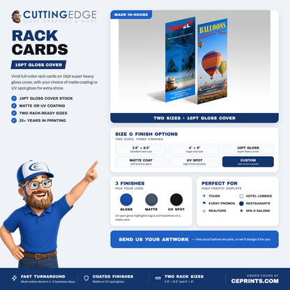 Custom 16pt C2S Rack Cards – Full-Color Marketing Cards for Promotions & Displays
