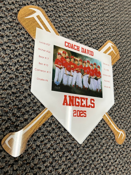 Personalized Baseball/Softball Coach Acrylic CNC Plaque – Custom Engraved Team Gift, End-of-Season Appreciation Award