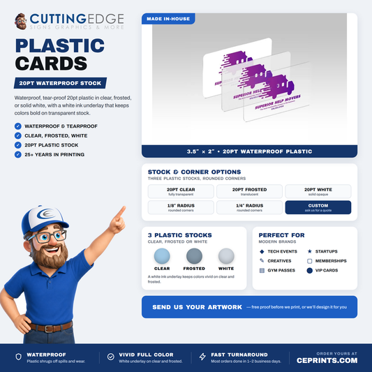 Custom Clear, Frosted & White 20pt Plastic Business Cards - Durable, Modern Designs
