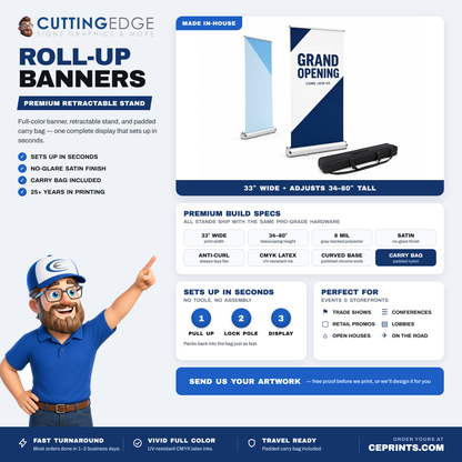 Premium Retractable Banner Stand | Roll Up Trade Show Banners | CE Prints