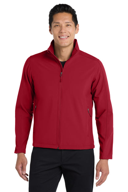 Man wearing a red jacket on a white background