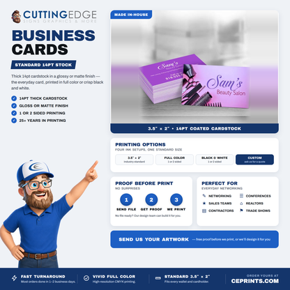 Custom Standard Business Cards - Professional, High-Quality Designs