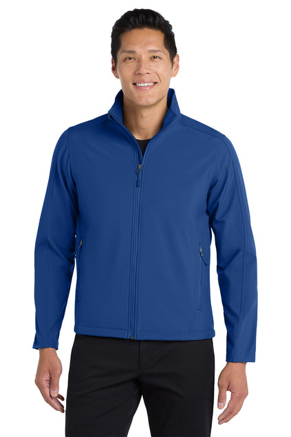 Man wearing a blue jacket on a white background