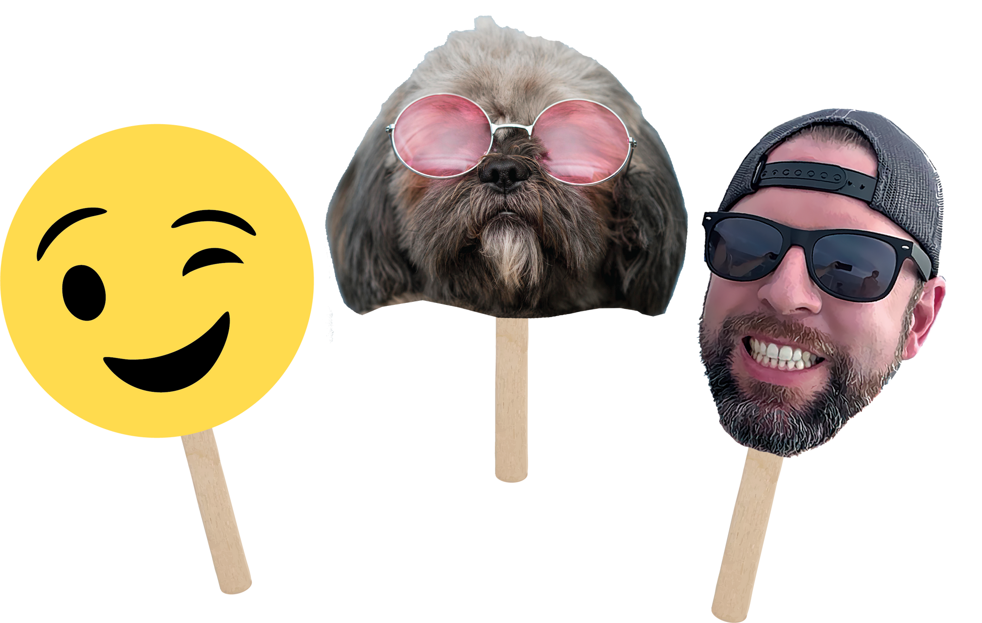 Three heads cutout on sticks