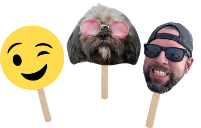 Three heads cutout on sticks