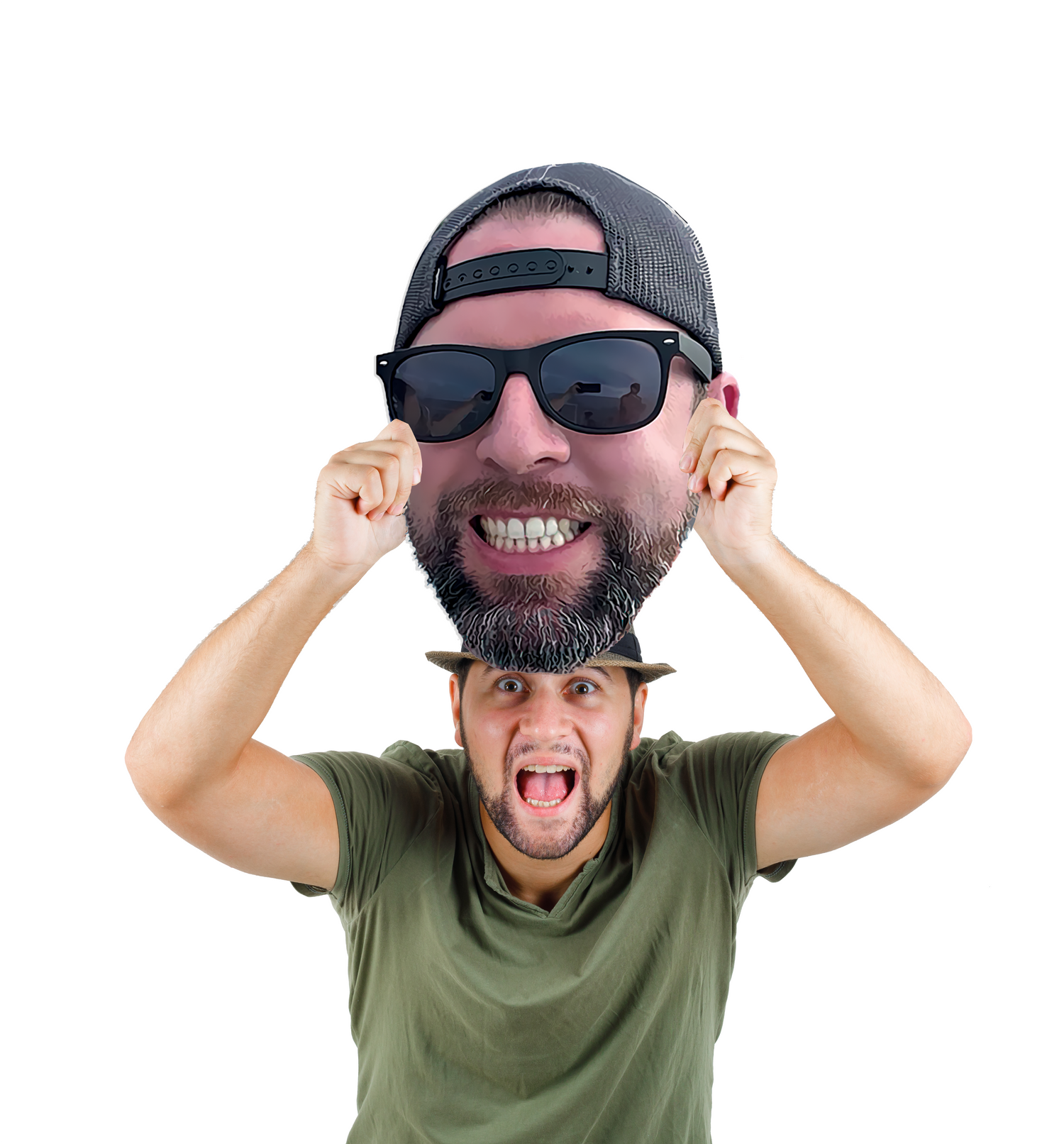 Large fathead cutout with someone hoding it