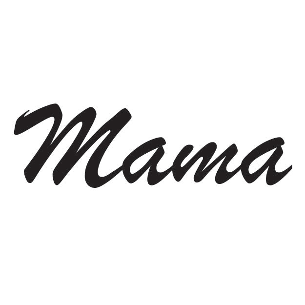 Black 'Mama' text on a white background