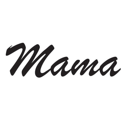 Black 'Mama' text on a white background