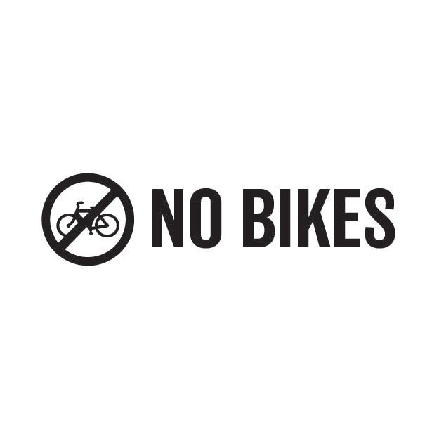 No bikes sign with bicycle icon crossed out on a white background