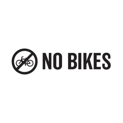 No bikes sign with bicycle icon crossed out on a white background