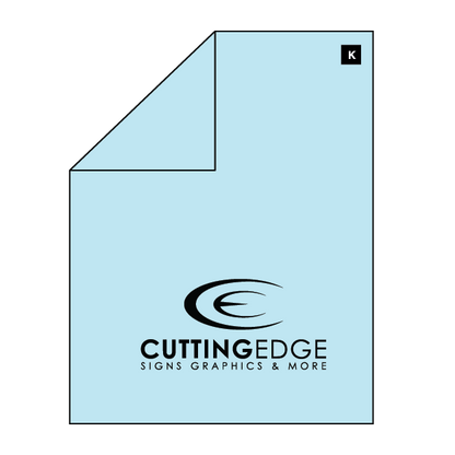 Light blue paper with 'Cutting Edge Signs Graphics & More' logo on a white background